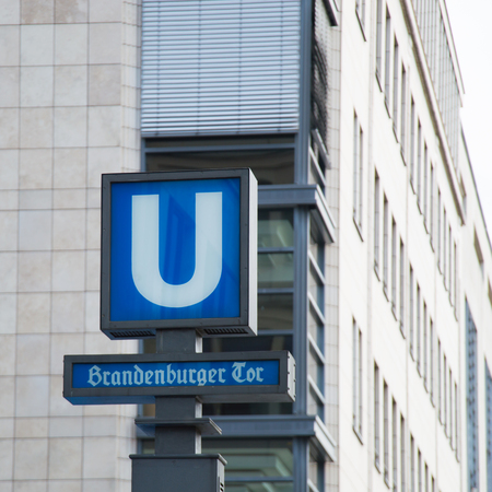 Brandeburger Tor subway sign, Berlin, Germanyのeditorial素材