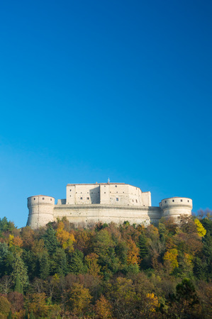 San Leo historic castle in Romagna countryside travel Italy in autumnのeditorial素材