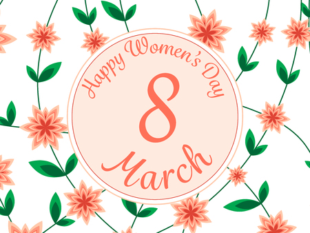 Women day background with frame flowers. 8 March invitation card. Vector illustration.のイラスト素材