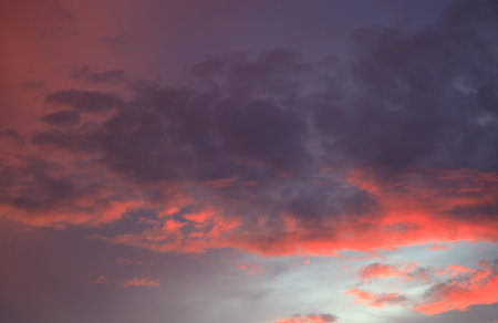 beautiful white clouds with light of sunset in blue sky
