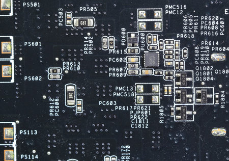 Computer printed circuit board with electronic components after used.