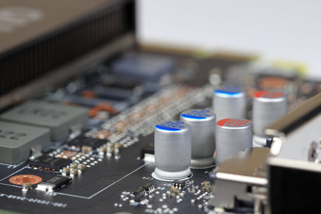 Computer printed circuit board with electronic components after used.
