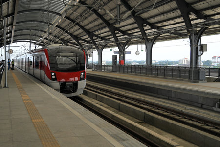 The Red Line Mass Transit System serving the Bangkok Metropolitan Region,  Locomotive at platform...