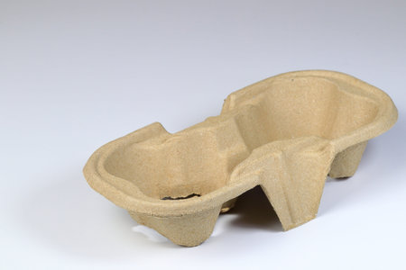 brown paper takeaway beverage holders, recycle paper cup holder on  white background