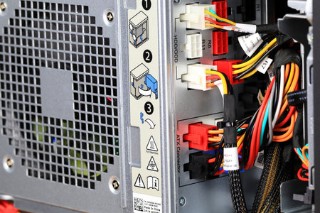 Modular power supply with cables for desktop pc or workstation, Detail of Power Supply Unit (PSU)...