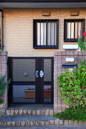 Wall and door of modern house in Japanese style.の写真素材