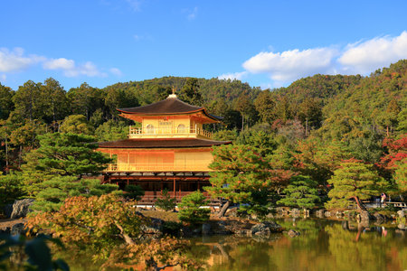 Golden Pavilion, Kinkakuji or Rokuonji is a Zen temple in northern Kyoto Japan.の写真素材