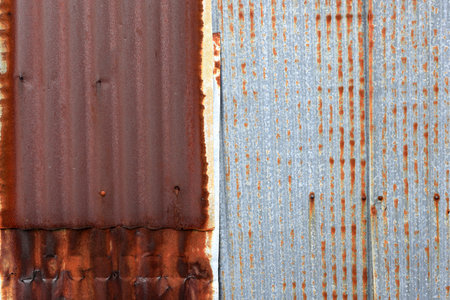 Old Galvanized Iron, Grunge rusted metal texture, under white paint.の写真素材