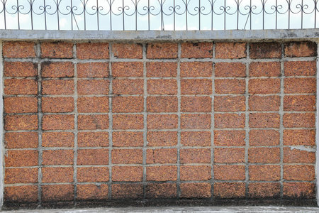 Big red brick wall texture backgroundの写真素材