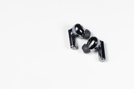 Luxury Wireless earphone or earbud or headphone, isolated on white background.の写真素材