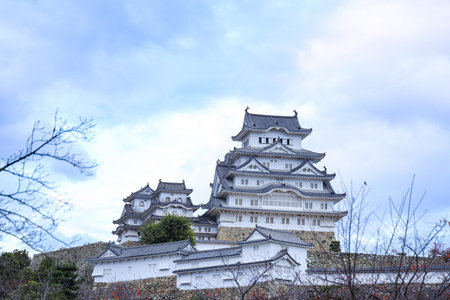 Himeji castle with autumn blue sky white cloud, frame one of japan's best destination for travel, Hyogo Japan.の写真素材