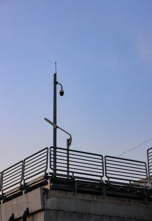CCTV traffic monitor and security camera, traffic camera surveillance Installed on the conner of...