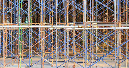 A large number of scaffoldings are used in large construction projects. Scaffolding for on...