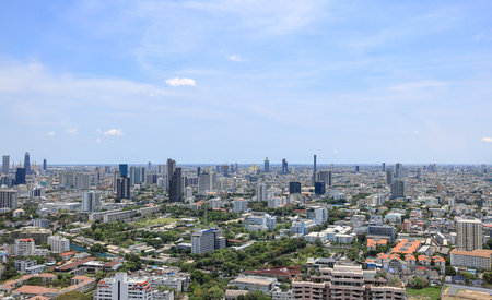 Cityscape skyline in High angle view of the suburbs area, Suburban skyline of big city.の写真素材