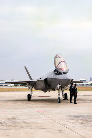 Lockheed Martin F35 Lightning II Multirole strike fighter at airshow in Thailand.