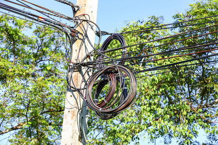 The chaos of cables and wires, Spare wire for re-wiring.