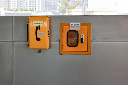 Emergency phones at the public transport hub or train Station.の写真素材