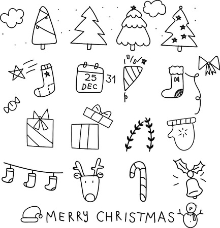 hand draw Christmas cartoonのイラスト素材