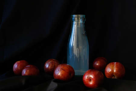 Plums & milkの写真素材