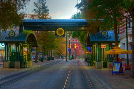Main Street in Memphis Tennessee closed to automobile traffic  Trolly Only のeditorial素材