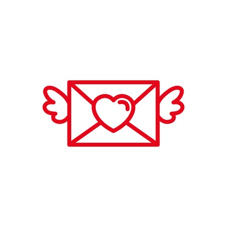 Love with winged mail love letter Icon. Simple Heart Illustration Line Style Logo Template Design.のイラスト素材