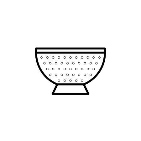 colander filter bowl icon. Kitchen appliances for cooking Illustration. Simple thin line style symbol.のイラスト素材