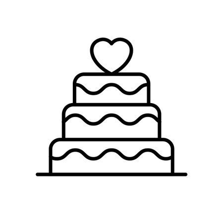 wedding cake icon. wedding with love graphic for wedding concept illustration design. simple clean...