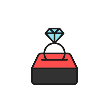 diamond wedding ring icon for marriage proposal illustration concept design. simple clean monoline symbol.のイラスト素材