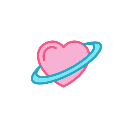 Love with planet Icon. Simple Heart Illustration Line Style Logo Template Design.のイラスト素材