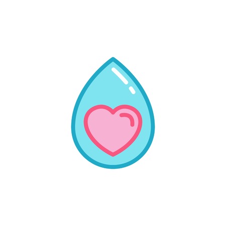 Love with water drop Icon. Simple Heart Illustration Line Style Logo Template Design.のイラスト素材