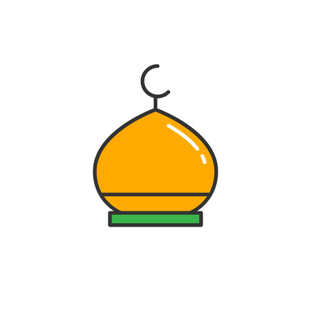 Islam mosque dome. Simple monoline icon style for muslim ramadan and eid al fitr celebration.のイラスト素材