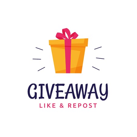 Giveaway logo template design for social media post or website banner. Gift box icon vector illustration with modern typography text style.のイラスト素材