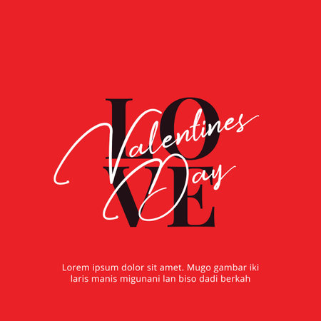 Valentines Day poster text with Signature script typography style stacked love text background. Banner vector template design.のイラスト素材