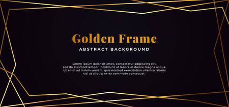 geometric shape line abstract golden fame on dark black paper background vector illustration. banner template design.のイラスト素材
