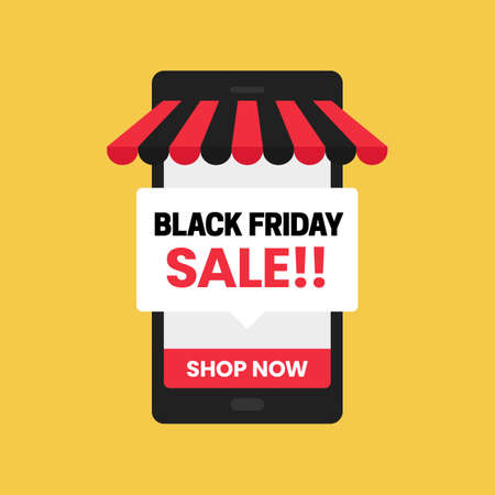 Black friday sale mobile app online shop social media promotion poster vector template designのイラスト素材