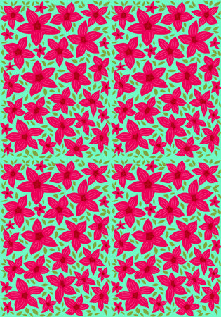 Flower and Patternのイラスト素材