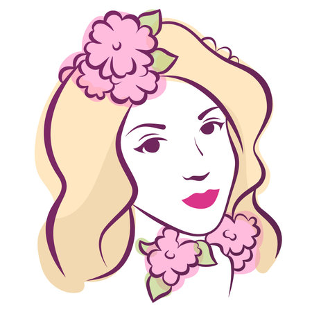 Vector illustration elegant woman face abstract pastel drawingのイラスト素材