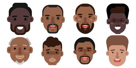 Collection of simple vector illustrations of multiracial and multicultural face avatars. People of raceのイラスト素材