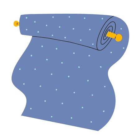 Fabric roll vector drawing isolated. Hand drawn icon clip art, simple naive falt style, sewing and fashion design symbol. Atelier studio or handicraft sewing hobby symbol, craft symbol for dressmakingのイラスト素材