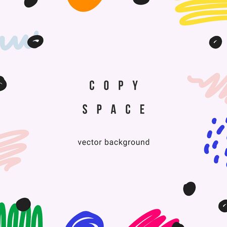 Abstract template layout for banner or card with copy space , contemporary abstraction backdrop made of sribble lines and dot, simple modern design for poster, invitation, placard, brochure, flyer.のイラスト素材