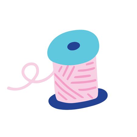 skein of rope, bobbin with thread, isolated vector illustration, hand drawn vector icon, symbol of crafts and sewingのイラスト素材