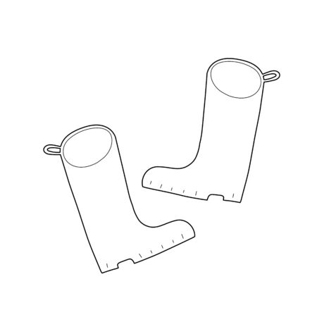 Wellies doodle llustration, isolated vector drawing of rubber boots, good as logo or iconのイラスト素材