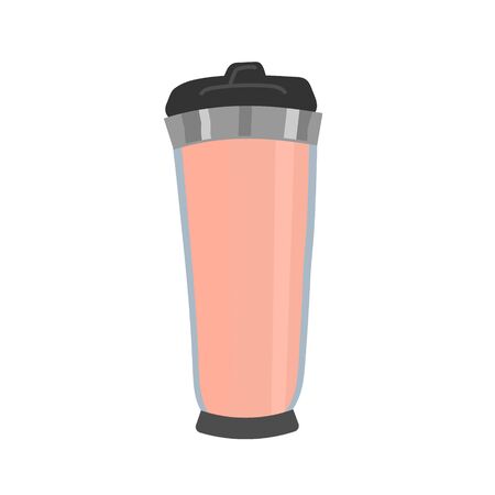 Closeup of reusable coffee mug. Takeaway drink container. Isolated white. Coffee cafe. Modern design, vector illustration.のイラスト素材