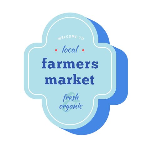 Famers label for vegetable food fair or farmers market, abstract cross shaped stamp, small business market , welcome to agricultural food fair, isolated vector symbolのイラスト素材