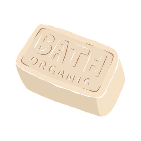 hand made soap bar, organic skincare natural vegan soap with essential oils, isoalted vector cartoon illustration.のイラスト素材