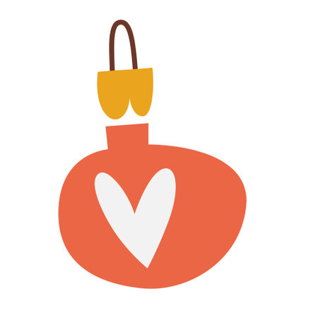 Doodle Christmas ball icon, simple stylized colored hand drawn vector illustration isolatedのイラスト素材