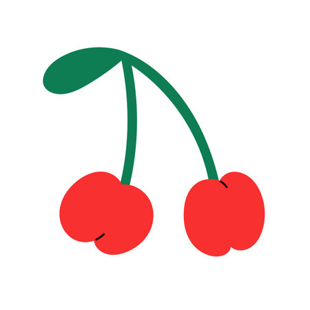 Sweet cherries fruit illustration, cartoon doodle illustration isolated on white background