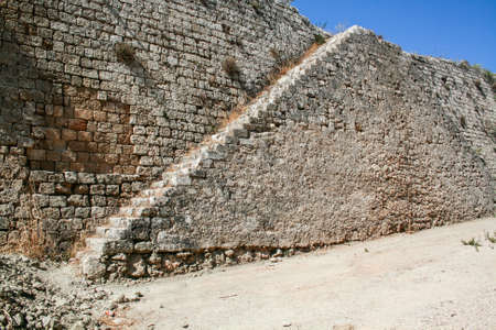Stairway to top of old citywall Rhodes (Greece)の写真素材