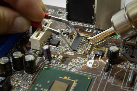 Removing the microchp from the motherboard using a hot air gun