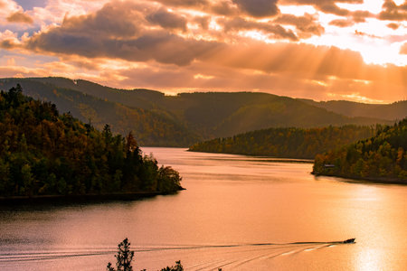 Boat at the big See in Thuringiaの写真素材